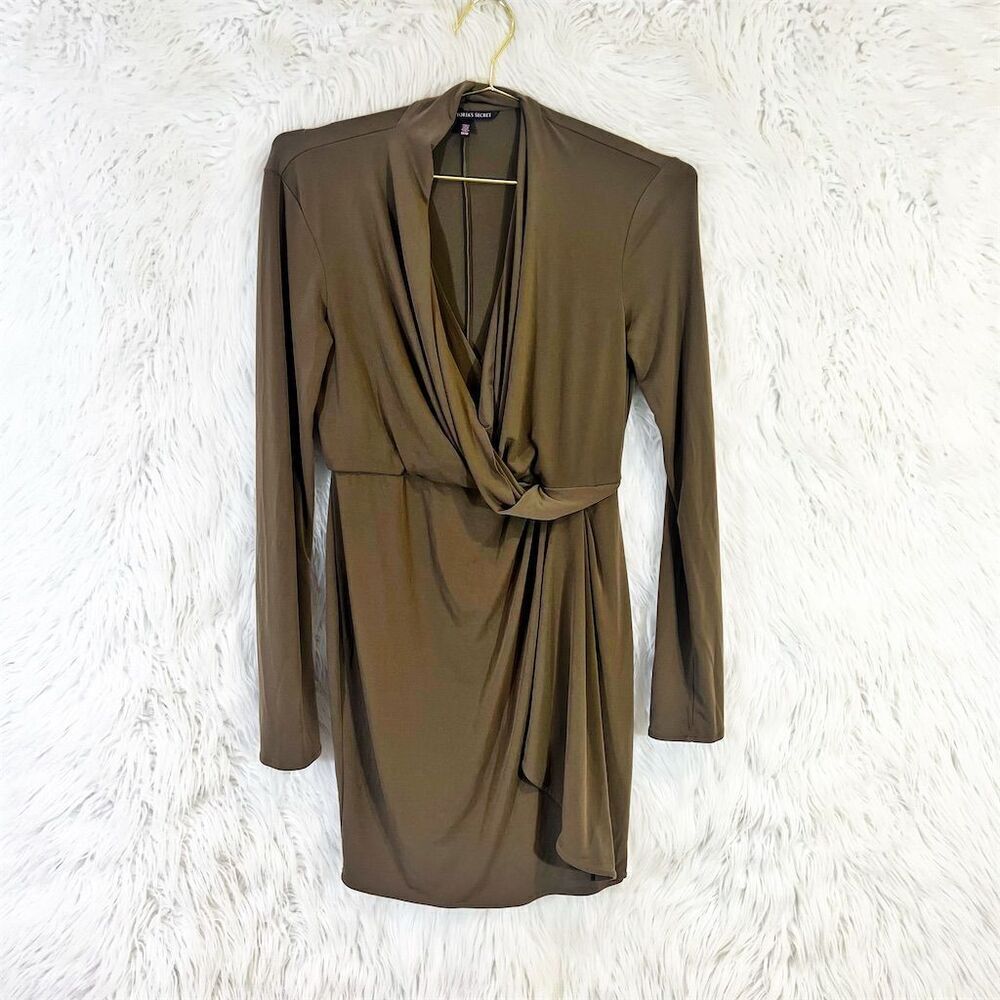 Victoria's Secret Women's M Brown V-Neck Long Sleeve Short Dress